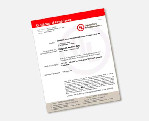 UL certifikát (UL 746 C)