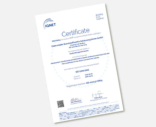 Certifikát IQNet 9001 : 2015