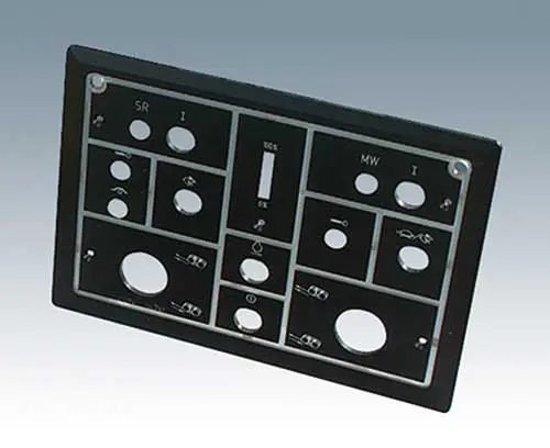 Panel z plexiskla lakovaný, symboly gravírované