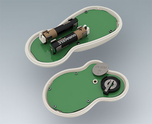 Batterieclips und Knopfzellenhalter montiert (BLOB)