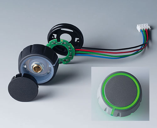 Individual parts of CONTROL-KNOBS with RGB backlight, illumination on top and side surfaces