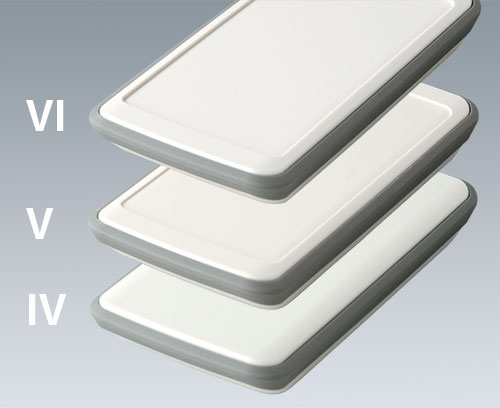 SLIM-CASE with TPE intermediate ring vers. IV, V and VI (flat, recessed by 1 mm or 1.6 mm)