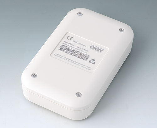 EVOTEC de ASA+PC-FR (UL 94 V-0), blanco grisáceo con inscripción láser