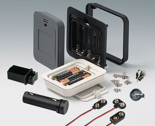 Compart. de bateria e suportes e botão p/ baterias de célula